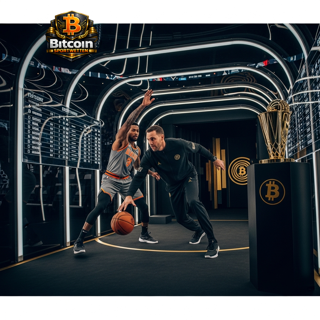 Futuristisches Bild von Basketball und Bitcoin